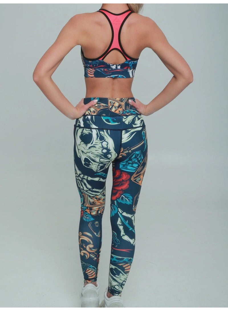 iamfighter Women’s Colorful Skull Compression Pants – High-Waist Performance Leggings for Gym, Yoga, MMA & Fitness Training - Image 3